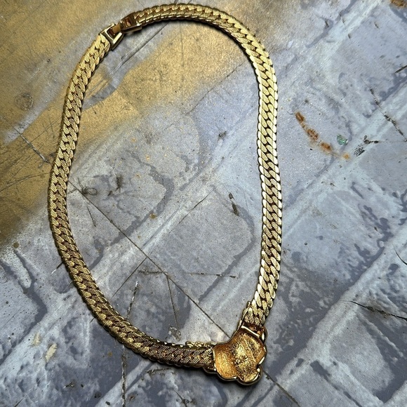 Signed Erwin Pearl Collar Necklace Snake Chain Rhinestones Vintage 4055 Y - Picture 9 of 9